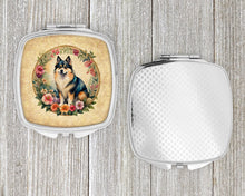 Load image into Gallery viewer, Finnish Lapphund and Flowers Compact Mirror – Stylish Purse Mirror with Artistic Covers
