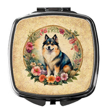 Load image into Gallery viewer, Finnish Lapphund and Flowers Compact Mirror – Stylish Purse Mirror with Artistic Covers