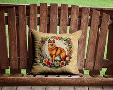 Load image into Gallery viewer, Finnish Spitz and Flowers Throw Pillow - 14x14 Decorative Pillow – Art for Your Home &amp; Patio