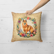 Load image into Gallery viewer, Finnish Spitz and Flowers Fabric Decorative Pillow