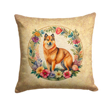 Load image into Gallery viewer, Finnish Spitz and Flowers Fabric Decorative Pillow