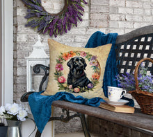 Load image into Gallery viewer, Flat-Coated Retriever and Flowers Fabric Decorative Pillow