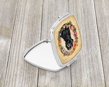 Load image into Gallery viewer, Flat-Coated Retriever and Flowers Compact Mirror – Stylish Purse Mirror with Artistic Covers