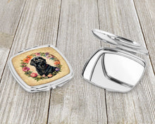 Load image into Gallery viewer, Flat-Coated Retriever and Flowers Compact Mirror – Stylish Purse Mirror with Artistic Covers