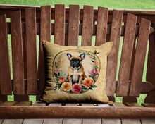 Load image into Gallery viewer, Fawn  French Bulldog and Flowers Throw Pillow - 14x14 Decorative Pillow – Art for Your Home &amp; Patio