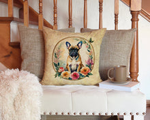 Load image into Gallery viewer, Fawn  French Bulldog and Flowers Throw Pillow - 14x14 Decorative Pillow – Art for Your Home &amp; Patio