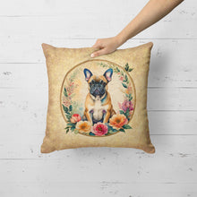 Load image into Gallery viewer, Fawn  French Bulldog and Flowers Fabric Decorative Pillow