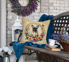 Load image into Gallery viewer, Fawn  French Bulldog and Flowers Fabric Decorative Pillow