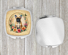 Load image into Gallery viewer, Fawn  French Bulldog and Flowers Compact Mirror – Stylish Purse Mirror with Artistic Covers