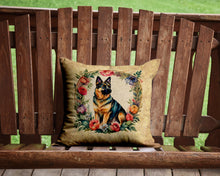 Load image into Gallery viewer, German Shepherd and Flowers Throw Pillow - 14x14 Decorative Pillow – Art for Your Home &amp; Patio