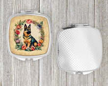 Load image into Gallery viewer, German Shepherd and Flowers Compact Mirror – Stylish Purse Mirror with Artistic Covers