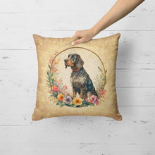 Load image into Gallery viewer, German Wirehaired Pointer and Flowers Fabric Decorative Pillow