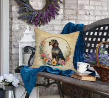 Load image into Gallery viewer, German Wirehaired Pointer and Flowers Fabric Decorative Pillow