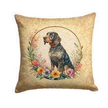 Load image into Gallery viewer, German Wirehaired Pointer and Flowers Fabric Decorative Pillow