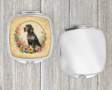 Load image into Gallery viewer, German Wirehaired Pointer and Flowers Compact Mirror – Stylish Purse Mirror with Artistic Covers