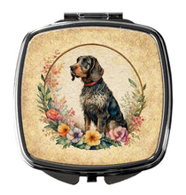 Load image into Gallery viewer, German Wirehaired Pointer and Flowers Compact Mirror – Stylish Purse Mirror with Artistic Covers