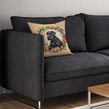 Load image into Gallery viewer, Giant Schnauzer and Flowers Throw Pillow - 14x14 Decorative Pillow – Art for Your Home &amp; Patio