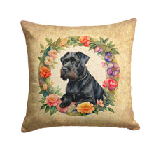 Load image into Gallery viewer, Giant Schnauzer and Flowers Fabric Decorative Pillow