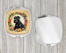 Load image into Gallery viewer, Giant Schnauzer and Flowers Compact Mirror – Stylish Purse Mirror with Artistic Covers