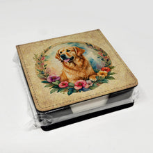 Load image into Gallery viewer, Golden Retriever and Flowers PU Leather Note Paper Holder