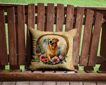 Load image into Gallery viewer, Golden Retriever and Flowers Throw Pillow - 14x14 Decorative Pillow – Art for Your Home &amp; Patio