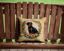 Load image into Gallery viewer, Gordon Setter and Flowers Throw Pillow - 14x14 Decorative Pillow – Art for Your Home &amp; Patio