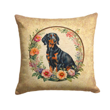 Load image into Gallery viewer, Gordon Setter and Flowers Fabric Decorative Pillow