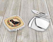 Load image into Gallery viewer, Gordon Setter and Flowers Compact Mirror – Stylish Purse Mirror with Artistic Covers