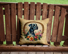 Load image into Gallery viewer, Great Dane and Flowers Throw Pillow - 14x14 Decorative Pillow – Art for Your Home &amp; Patio
