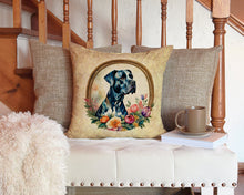 Load image into Gallery viewer, Great Dane and Flowers Throw Pillow - 14x14 Decorative Pillow – Art for Your Home &amp; Patio