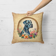 Load image into Gallery viewer, Great Dane and Flowers Fabric Decorative Pillow