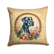 Load image into Gallery viewer, Great Dane and Flowers Fabric Decorative Pillow