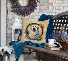Load image into Gallery viewer, Great Pyrenees and Flowers Fabric Decorative Pillow