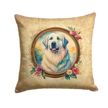 Load image into Gallery viewer, Great Pyrenees and Flowers Fabric Decorative Pillow