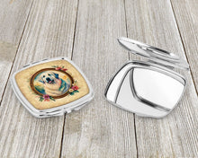 Load image into Gallery viewer, Great Pyrenees and Flowers Compact Mirror – Stylish Purse Mirror with Artistic Covers
