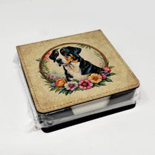 Load image into Gallery viewer, Greater Swiss Mountain Dog and Flowers PU Leather Note Paper Holder