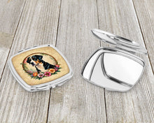 Load image into Gallery viewer, Greater Swiss Mountain Dog and Flowers Compact Mirror – Stylish Purse Mirror with Artistic Covers