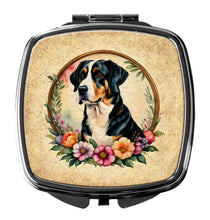 Load image into Gallery viewer, Greater Swiss Mountain Dog and Flowers Compact Mirror – Stylish Purse Mirror with Artistic Covers