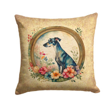 Load image into Gallery viewer, Greyhound and Flowers Throw Pillow - 14x14 Decorative Pillow – Art for Your Home &amp; Patio