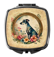 Load image into Gallery viewer, Greyhound and Flowers Compact Mirror – Stylish Purse Mirror with Artistic Covers