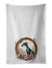 Load image into Gallery viewer, Greyhound and Flowers Kitchen Towel Set of 2