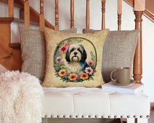 Load image into Gallery viewer, Havanese and Flowers Throw Pillow - 14x14 Decorative Pillow – Art for Your Home &amp; Patio