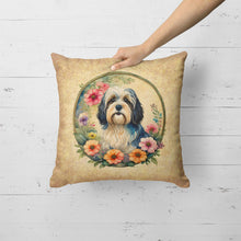 Load image into Gallery viewer, Havanese and Flowers Fabric Decorative Pillow