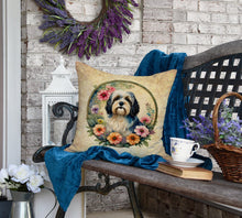 Load image into Gallery viewer, Havanese and Flowers Fabric Decorative Pillow