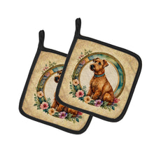 Load image into Gallery viewer, Irish Terrier and Flowers Pot Holders - Set of 2 Decorative Kitchen Helpers | Made in the USA
