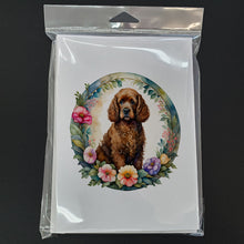 Load image into Gallery viewer, Irish Water Spaniel and Flowers Greeting Cards -  Blank Note Cards – 8-Pack of Artist-Designed Cards with Envelopes