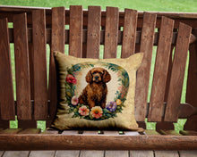 Load image into Gallery viewer, Irish Water Spaniel and Flowers Throw Pillow - 14x14 Decorative Pillow – Art for Your Home &amp; Patio