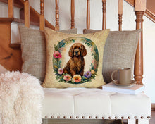 Load image into Gallery viewer, Irish Water Spaniel and Flowers Throw Pillow - 14x14 Decorative Pillow – Art for Your Home &amp; Patio