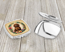 Load image into Gallery viewer, Irish Water Spaniel and Flowers Compact Mirror – Stylish Purse Mirror with Artistic Covers