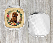 Load image into Gallery viewer, Irish Water Spaniel and Flowers Compact Mirror – Stylish Purse Mirror with Artistic Covers
